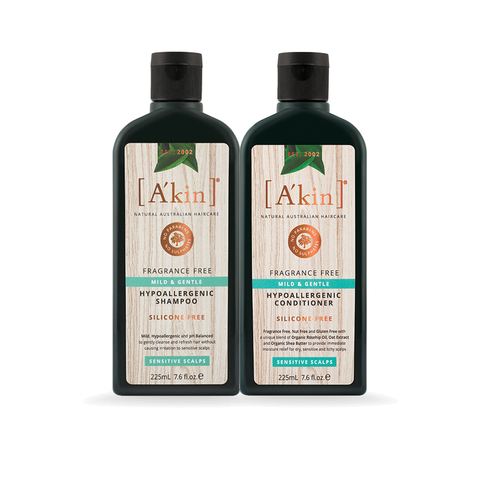 A'kin Unscented Very Gentle Shampoo & Unscented Very Gentle Conditioner 225ml Duo