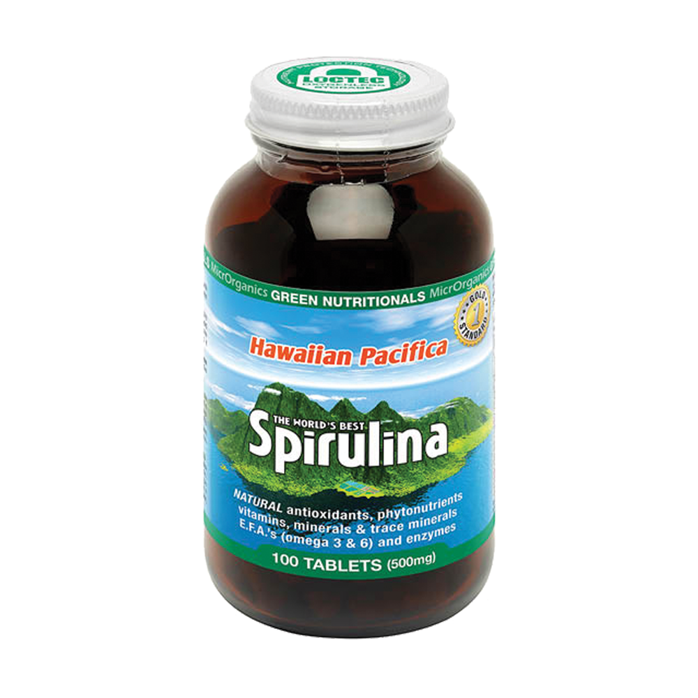 Green Nutritionals Hawaiian Pacifica Spirulina 500mg - 100 Tablets